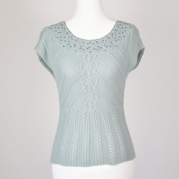 Anthropologie Moth Angora Pullover Sweater Top Light Blue Size S - Picture 1 of 8